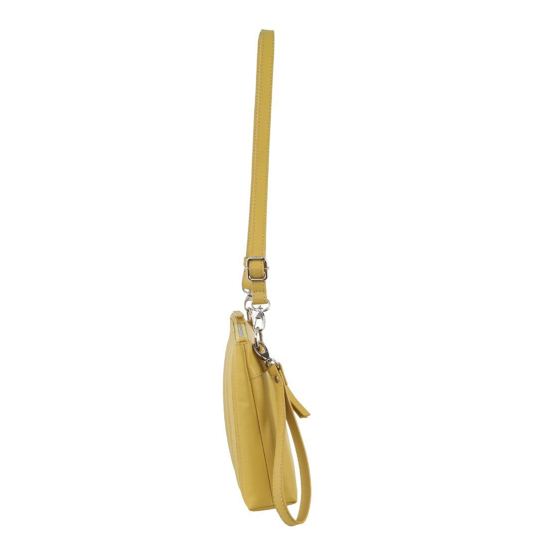 Pierre Cardin Leather Stitch-design Cross-body Bag Yellow | VAEYG0521