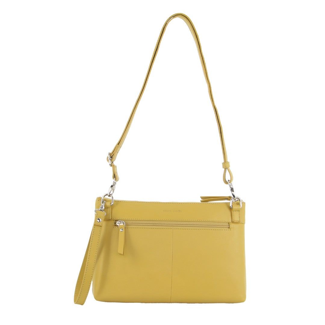 Pierre Cardin Leather Stitch-design Cross-body Bag Yellow | VAEYG0521