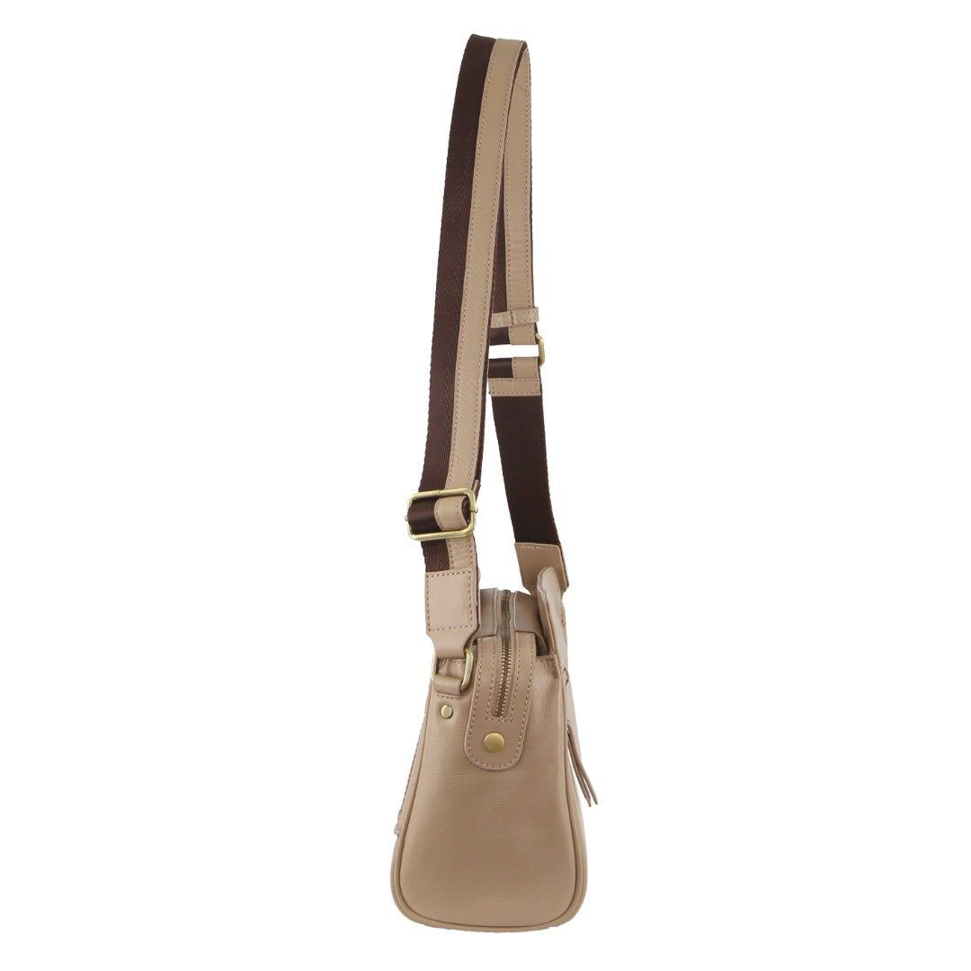 Pierre Cardin Leather Stitch-design Cross-body Bag Gold | IWYAO6205