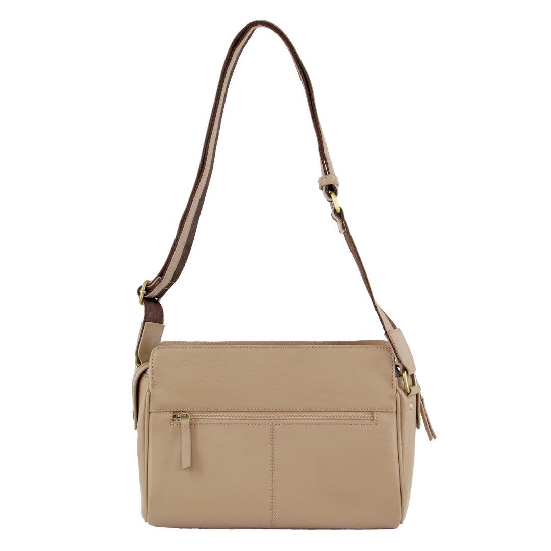 Pierre Cardin Leather Stitch-design Cross-body Bag Gold | IWYAO6205