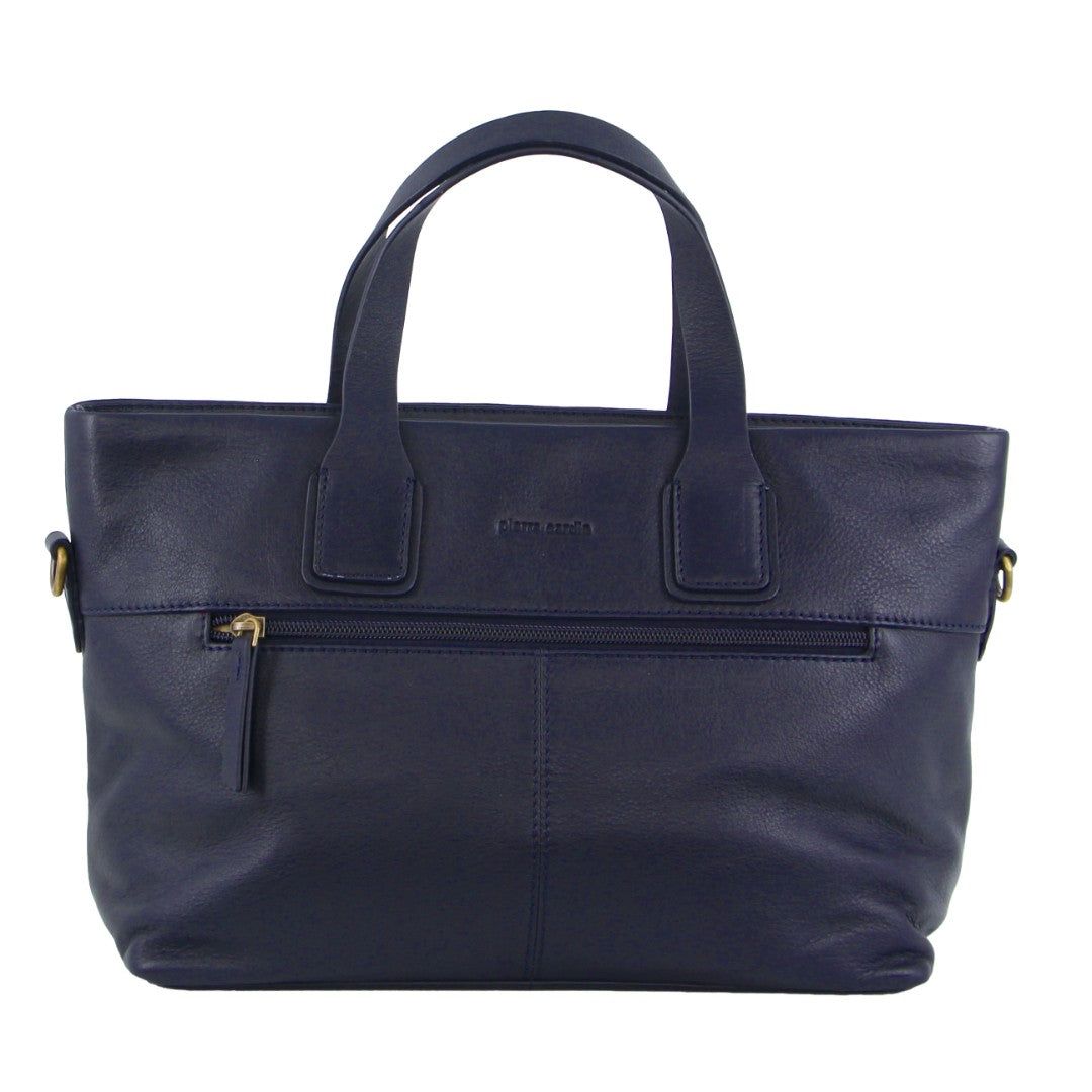 Pierre Cardin Leather Stitch-design Handbag Navy | IGBUM3680