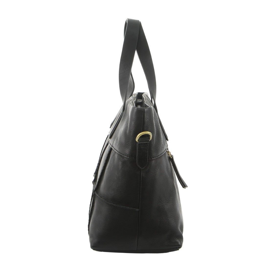 Pierre Cardin Leather Stitch-design Handbag Black | ZLHIY3275