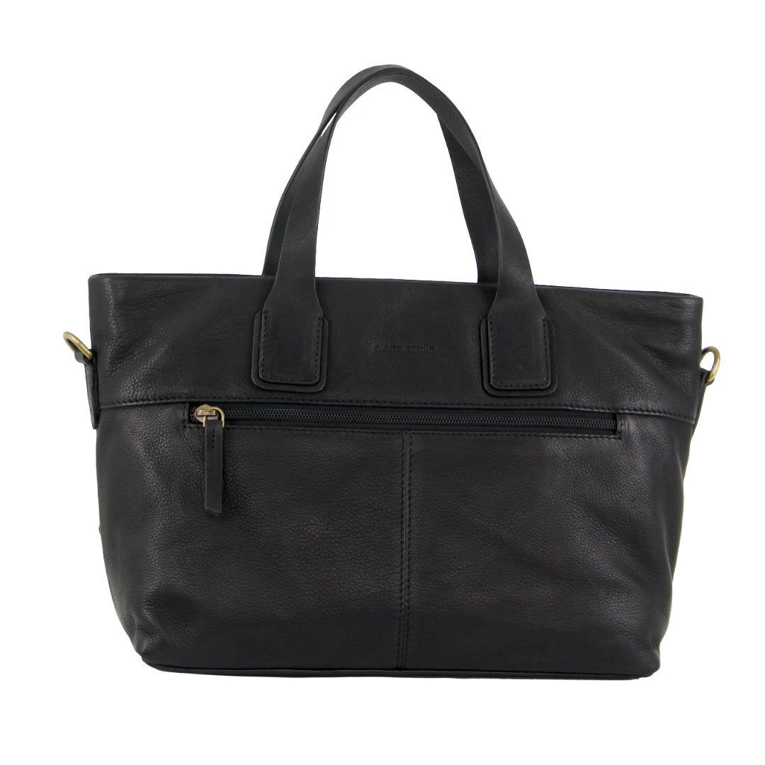 Pierre Cardin Leather Stitch-design Handbag Black | ZLHIY3275