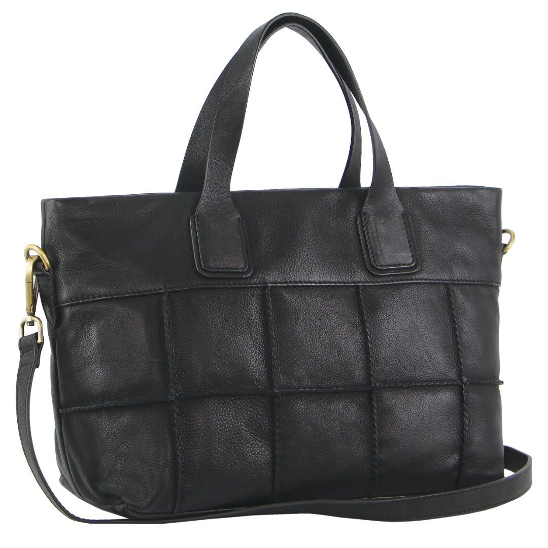 Pierre Cardin Leather Stitch-design Handbag Black | ZLHIY3275