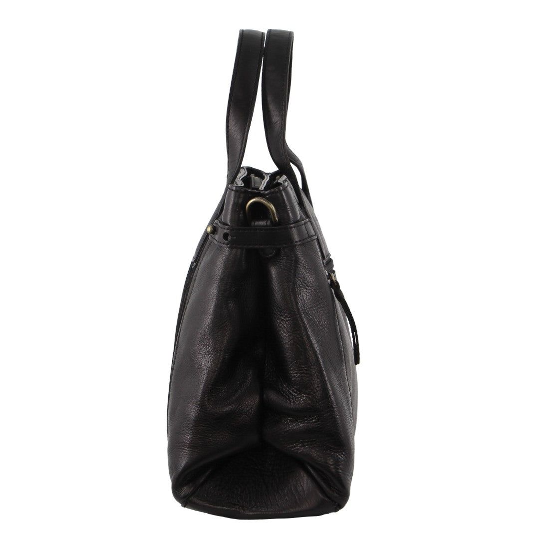 Pierre Cardin Leather Stitch-design Tote Bag Black | FLJYP8195