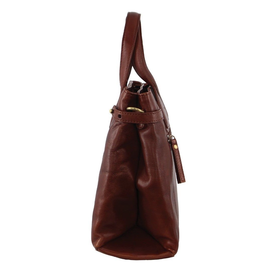 Pierre Cardin Leather Stitch-design Tote Bag Brown | CHYRN7394