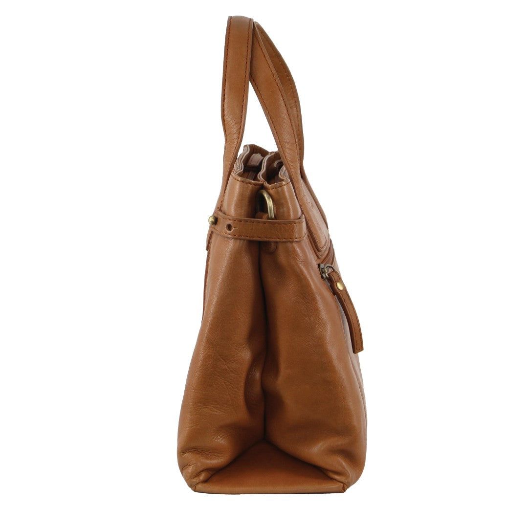 Pierre Cardin Leather Stitch-design Tote Bag Brown | SFCYA0135