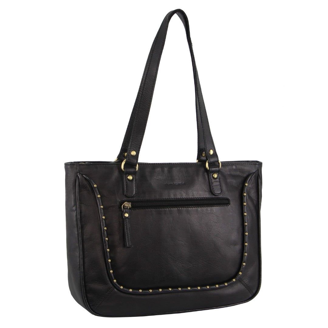 Pierre Cardin Leather Stud Detail Tote Bag Black | EBCDQ2631