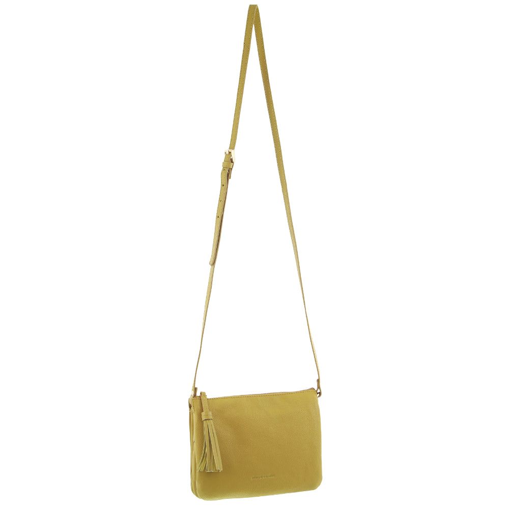 Pierre Cardin Leather Tassel Crossbody Bag Yellow | HOPQT4216