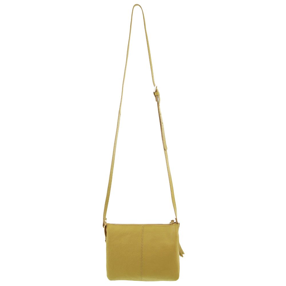 Pierre Cardin Leather Tassel Crossbody Bag Yellow | GJCTP1536