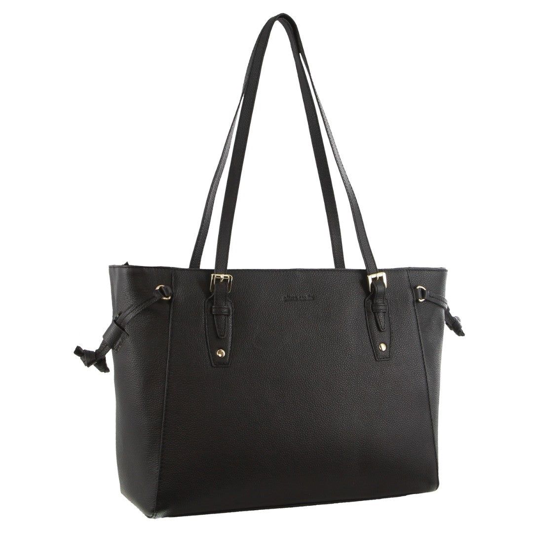 Pierre Cardin Leather Tote Bag Black | UKROQ1326