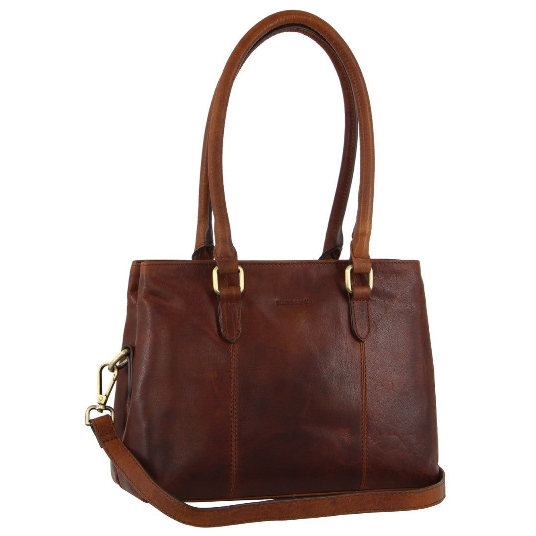 Pierre Cardin Leather Tote Bag Brown | QXVNU8643