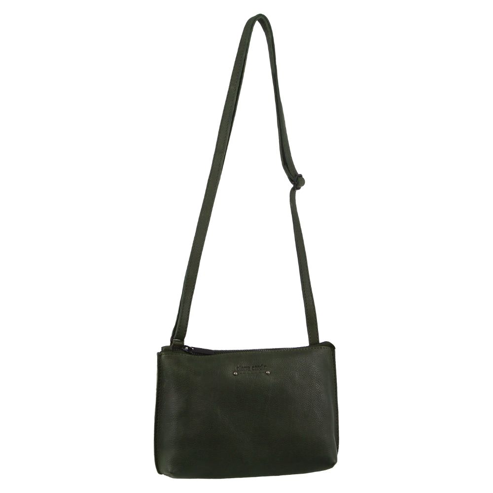 Pierre Cardin Leather Trendy Cross-Body Bag Dark Green | WXBSM8962