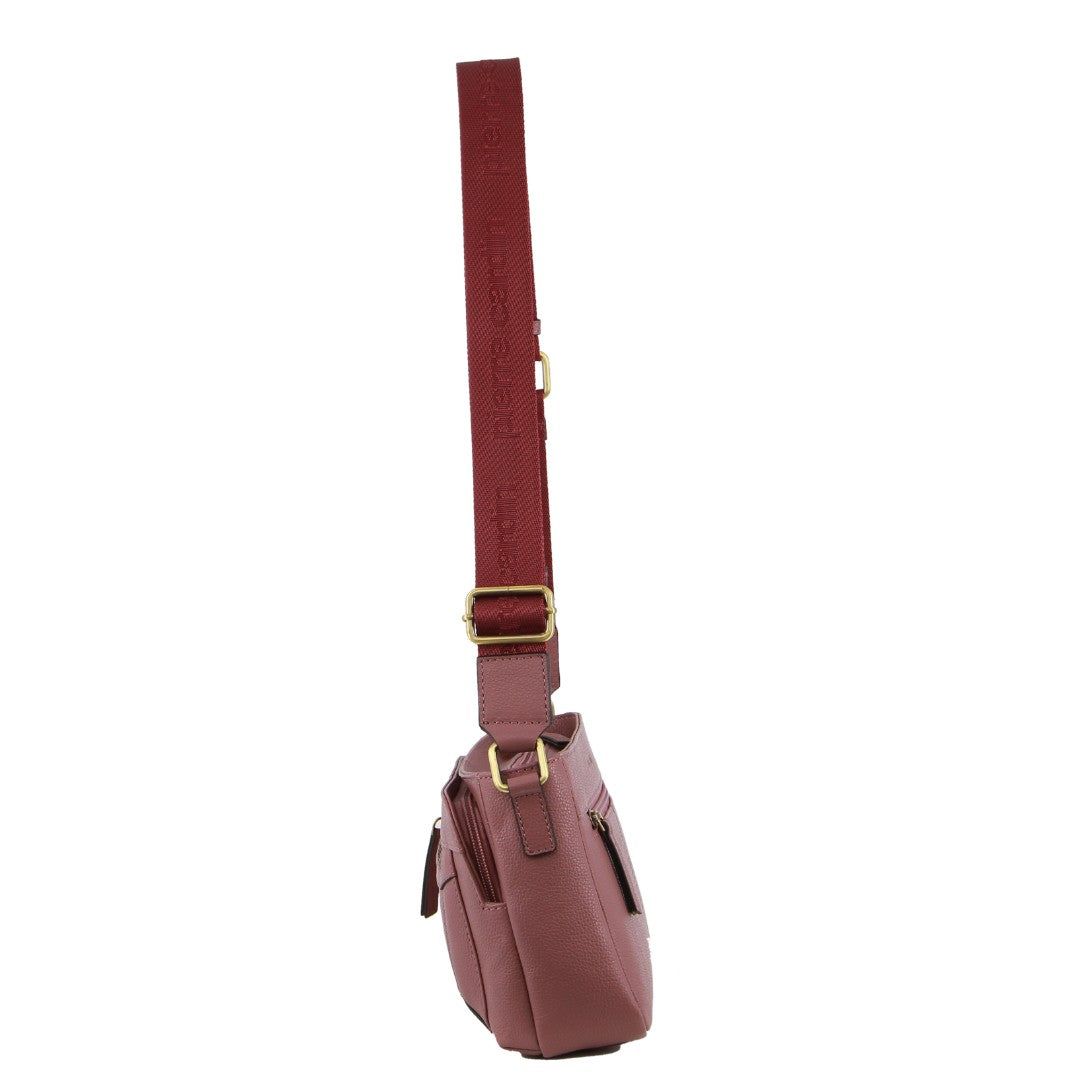 Pierre Cardin Leather Webbing Strap Crossbody Bag Rose | PEBRY8651