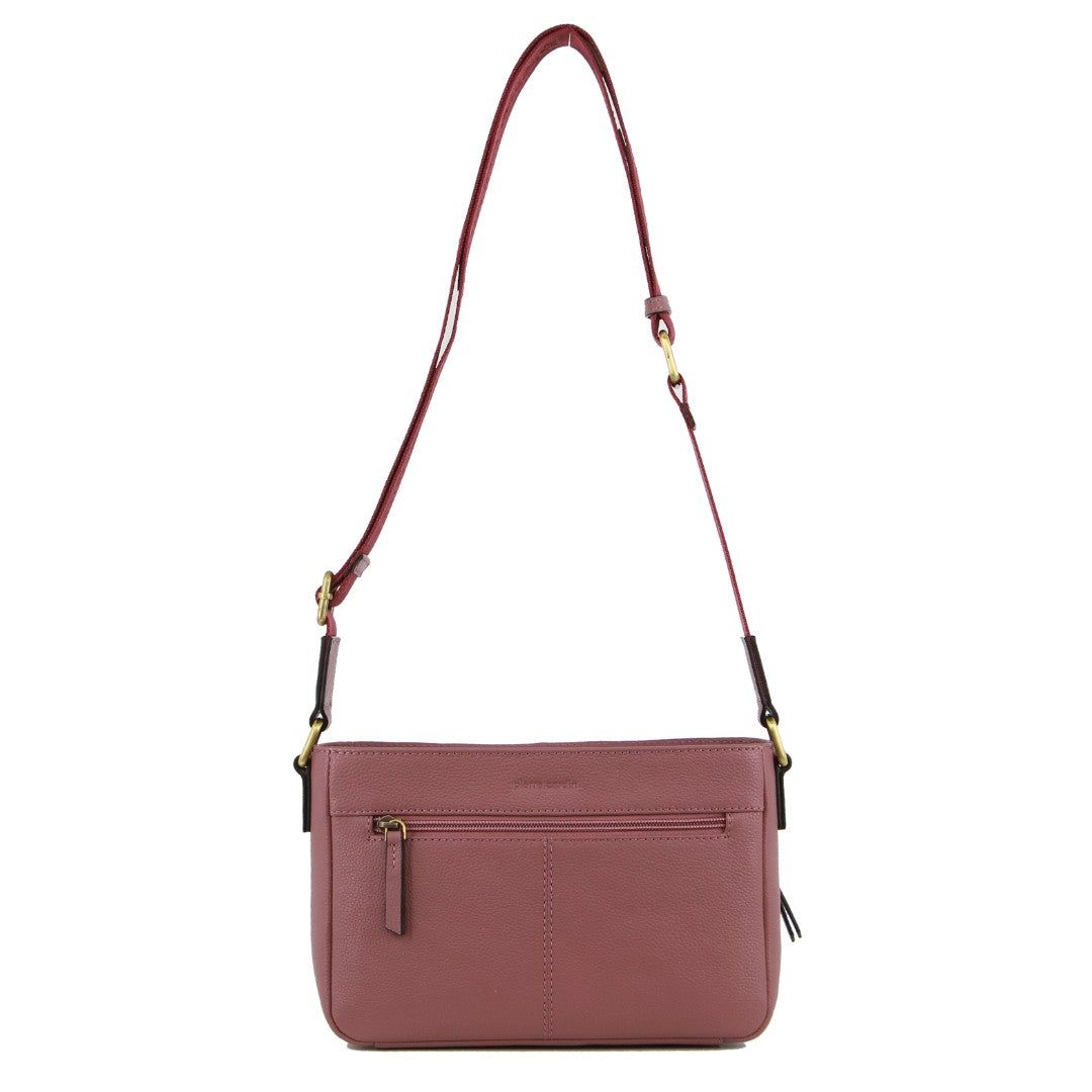 Pierre Cardin Leather Webbing Strap Crossbody Bag Rose | PEBRY8651