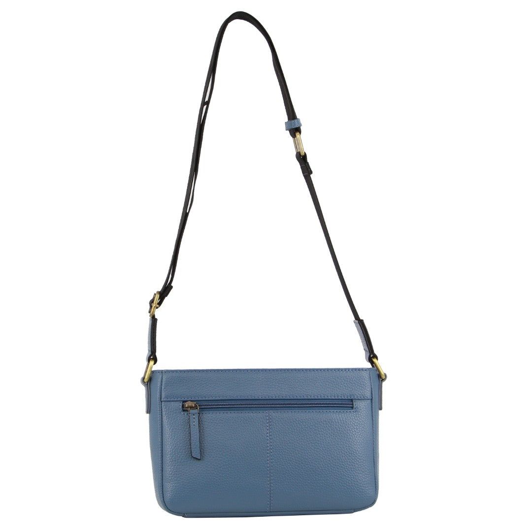 Pierre Cardin Leather Webbing Strap Crossbody Bag Blue | NZIVC9402