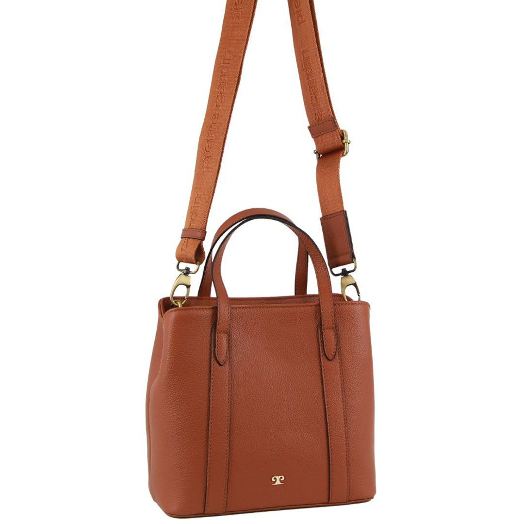 Pierre Cardin Leather Webbing Strap Tote Bag Brown | DNCKQ4681