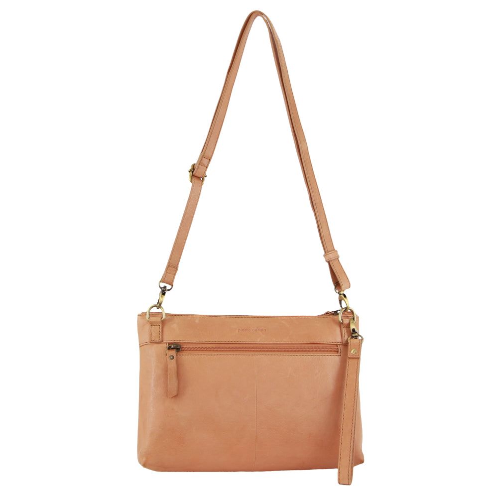 Pierre Cardin Leather Wristlet Crossbody Bag Apricot | ZMDYI8091