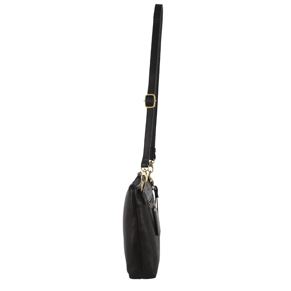 Pierre Cardin Leather Wristlet Crossbody Bag Black | SBCFR4596