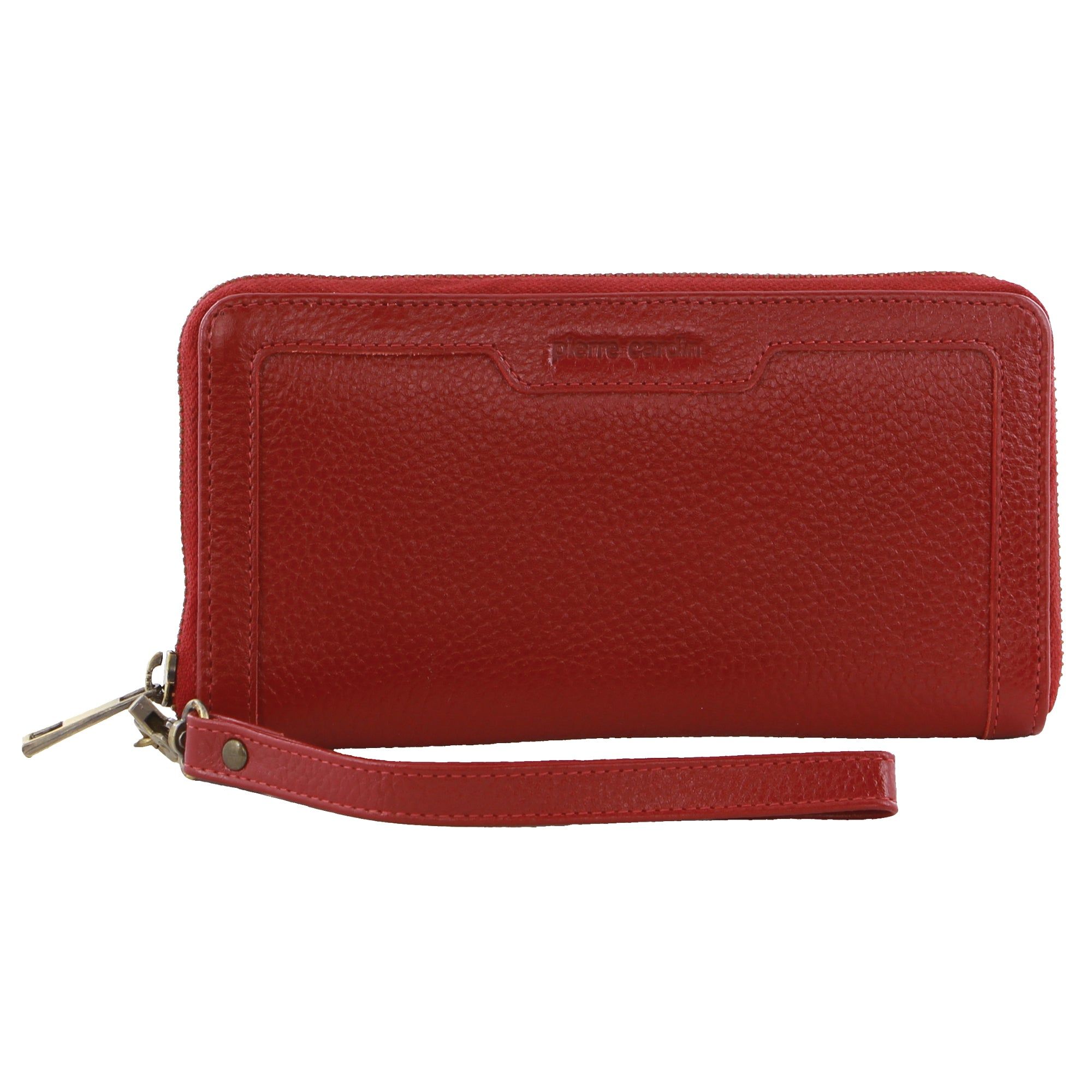 Pierre Cardin Leather Zip around wallet w Wristlet Red | ASNLY4786