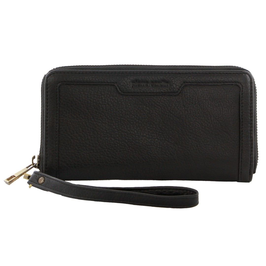 Pierre Cardin Leather Zip around wallet w Wristlet Black | TKQZM0382