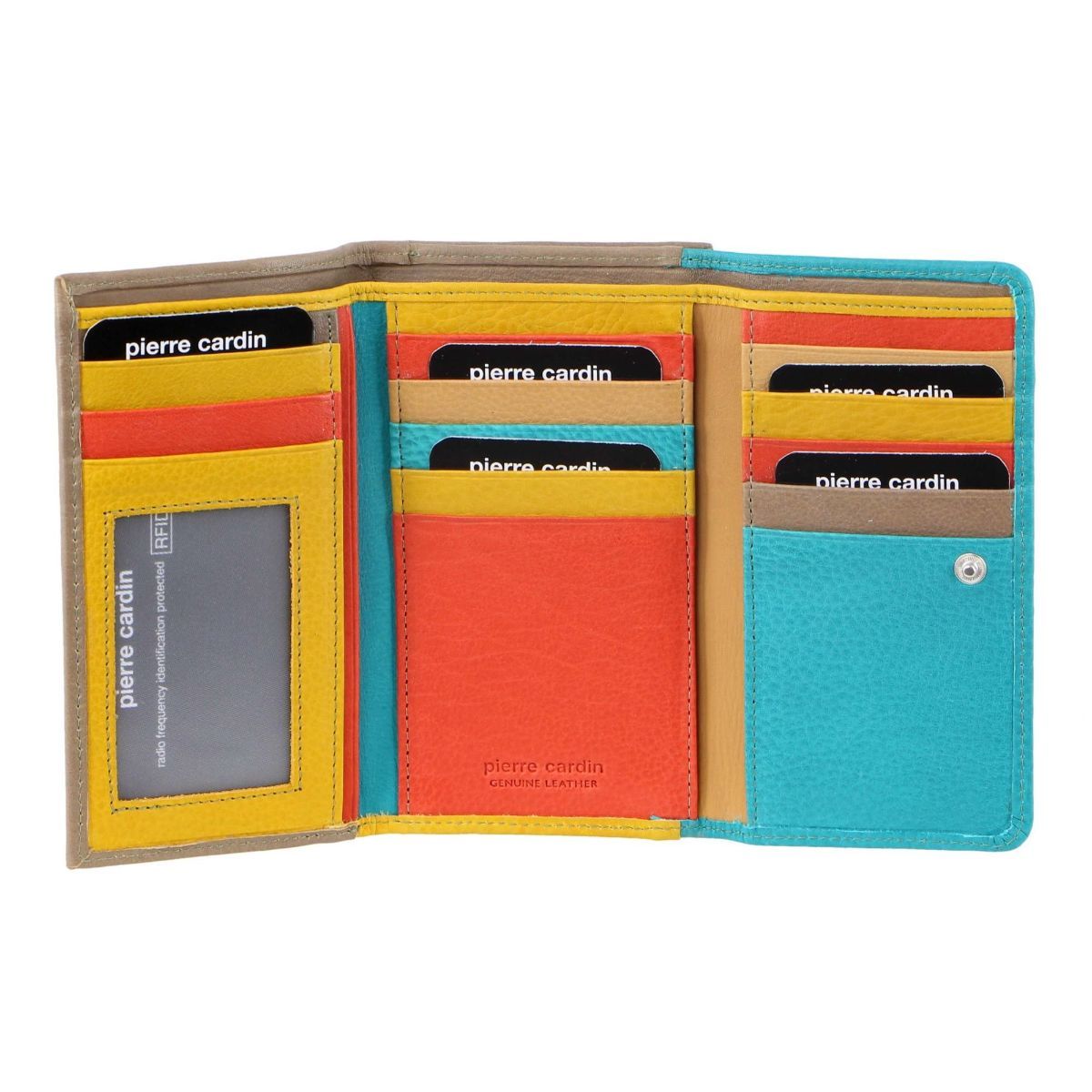 Pierre Cardin MultiColour Leather Tri-Fold Wallet Turquoise | QOVWZ7860