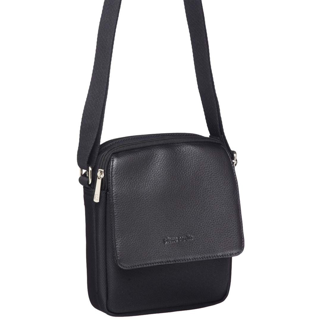 Pierre Cardin Nylon with Leather Trim Travel Bag Black | SMGHJ0597