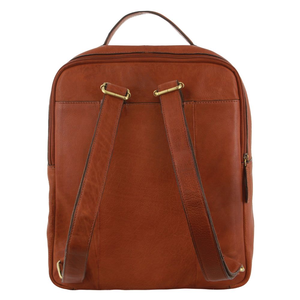 Pierre Cardin Rustic Leather Business Backpack Computer Bag Brown | WOYKZ9562