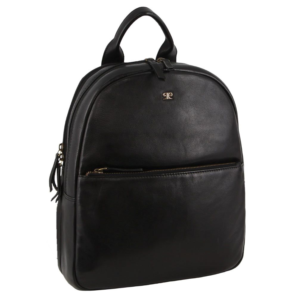 Pierre Cardin Rustic Leather Business Backpack Computer Bag Black | WKMQO0413