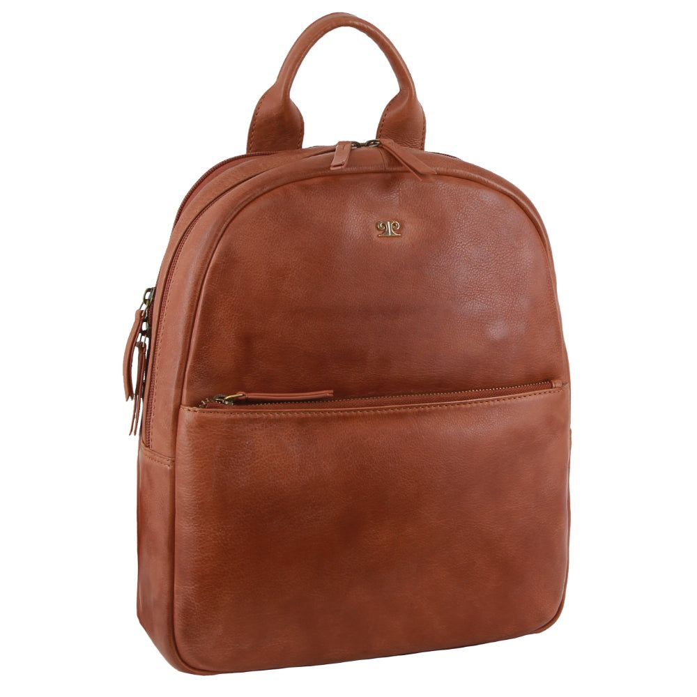 Pierre Cardin Rustic Leather Business Backpack Computer Bag Brown | STKYB7582