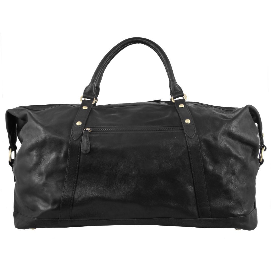 Pierre Cardin Rustic Leather Business Overnight Bag Black | PRUXW1265