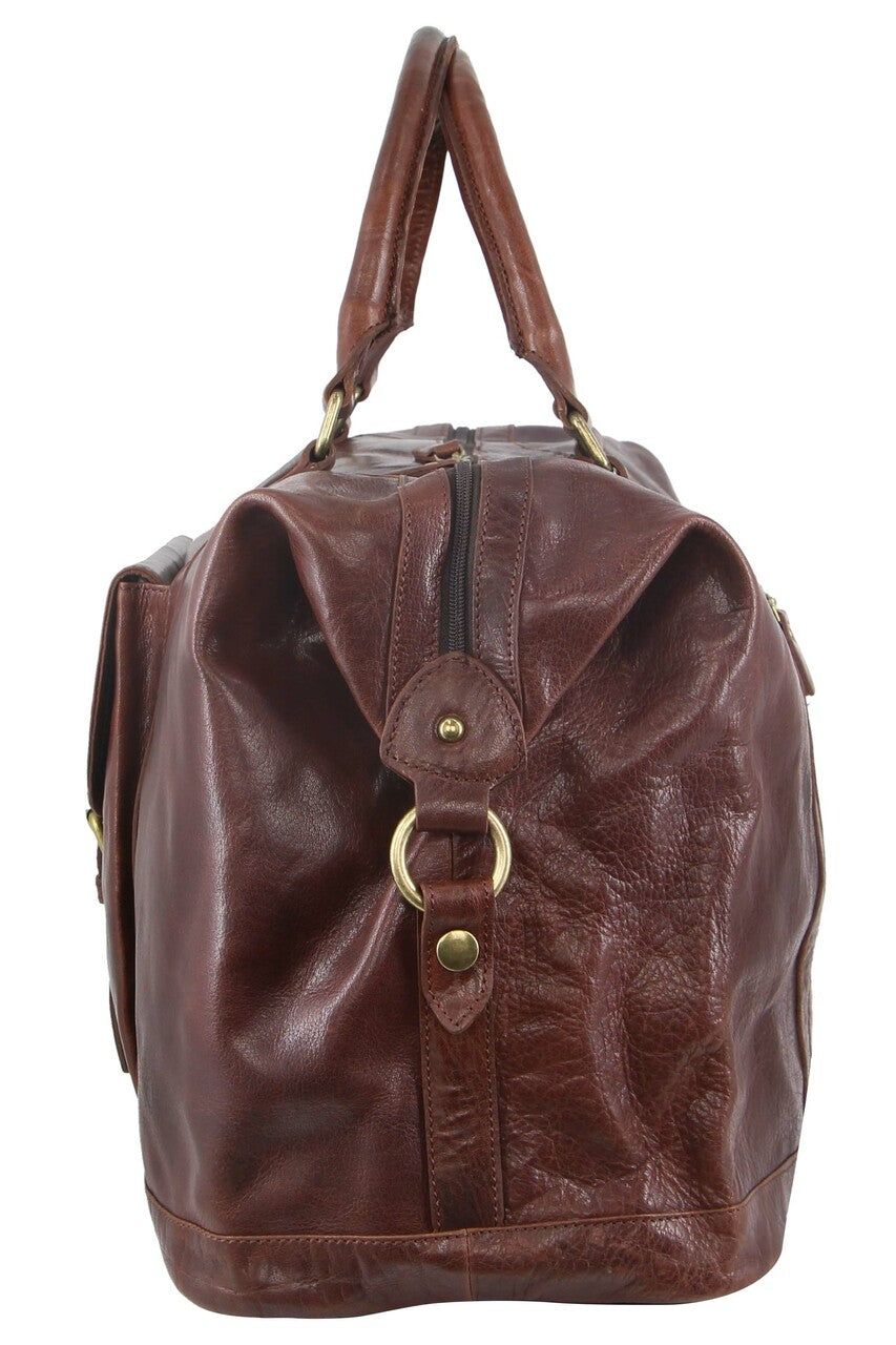 Pierre Cardin Rustic Leather Business Overnight Bag Chocolate | PRGDI4850