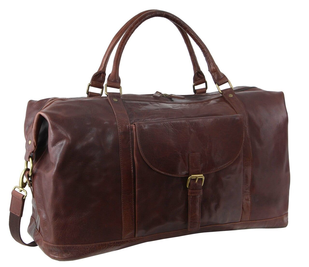 Pierre Cardin Rustic Leather Business Overnight Bag Chocolate | PRGDI4850