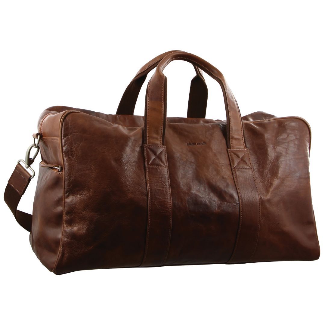 Pierre Cardin Rustic Leather Business Overnight Bag Brown | OZPEI8109