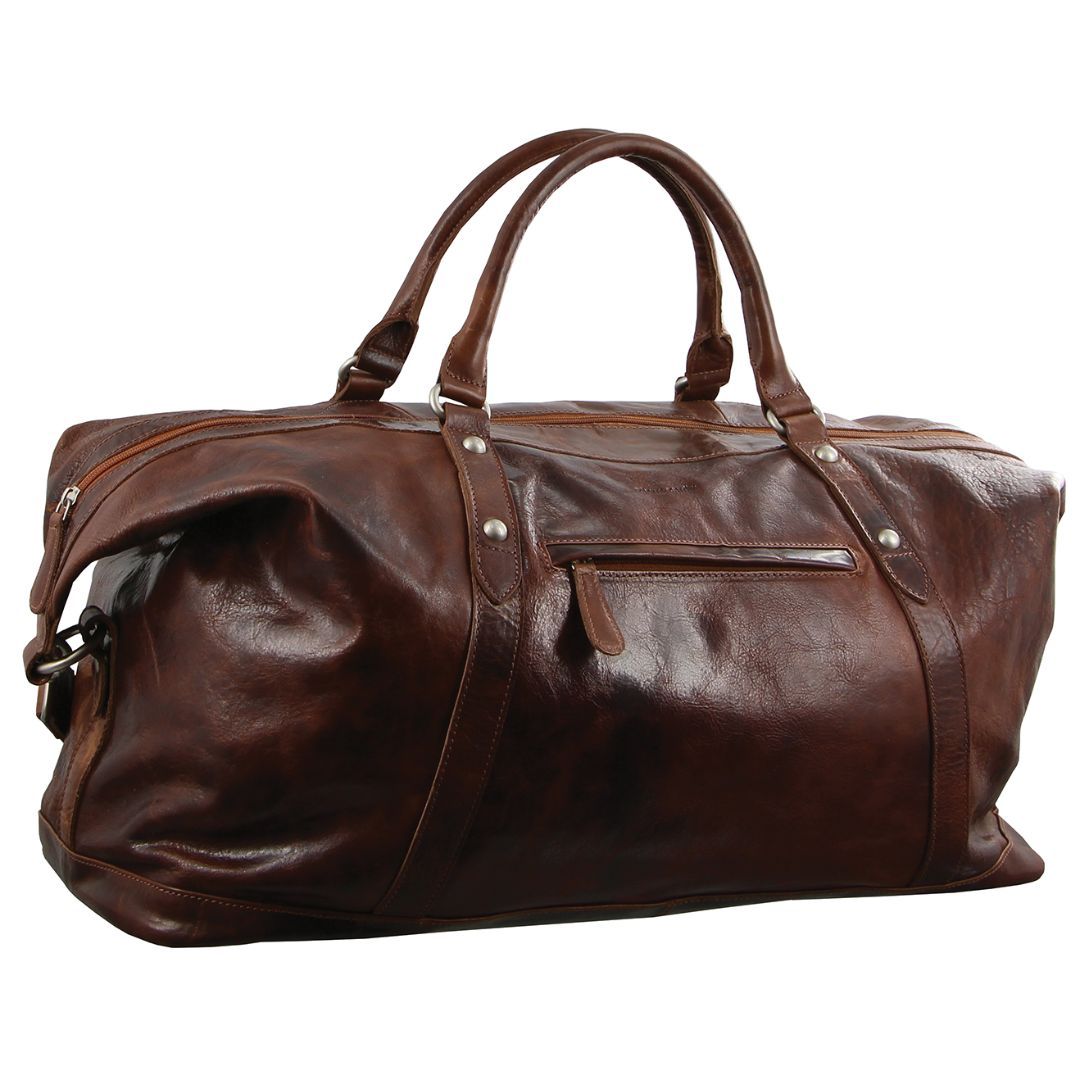 Pierre Cardin Rustic Leather Business Overnight Bag Brown | MXAUF2176