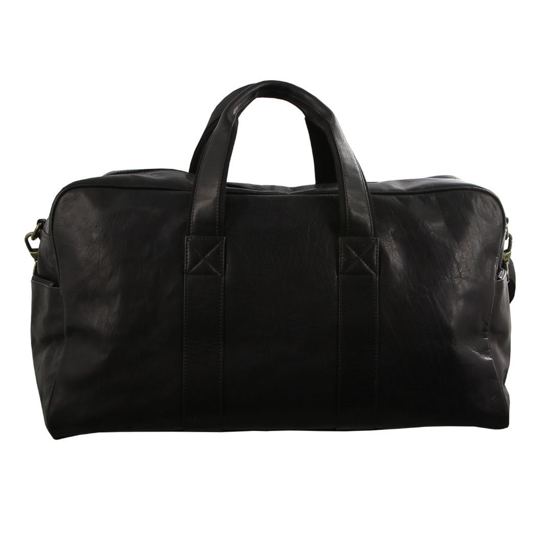 Pierre Cardin Rustic Leather Business Overnight Bag Black | KCBZO7290