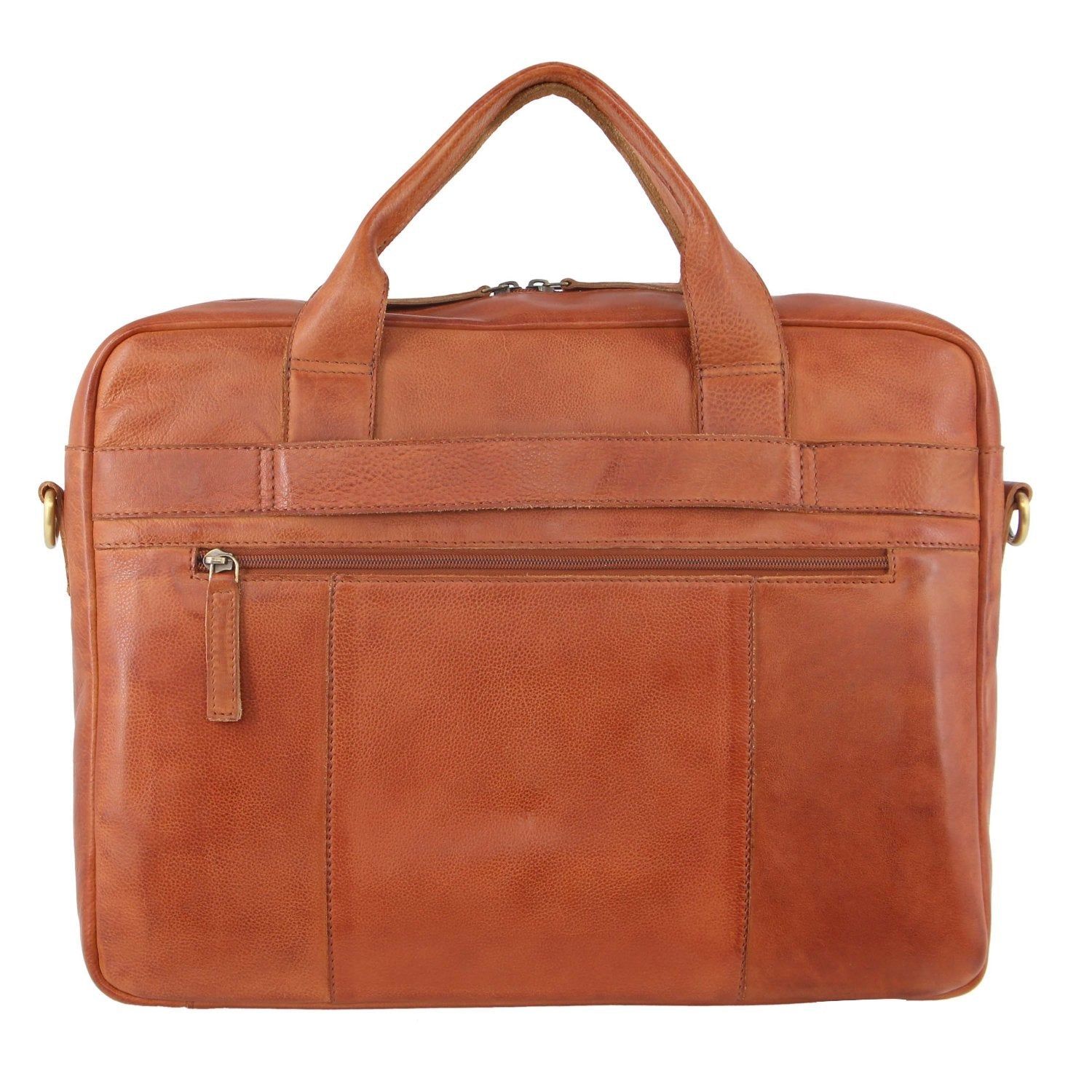 Pierre Cardin Rustic Leather Computer Bag Brown | CYKMW1693