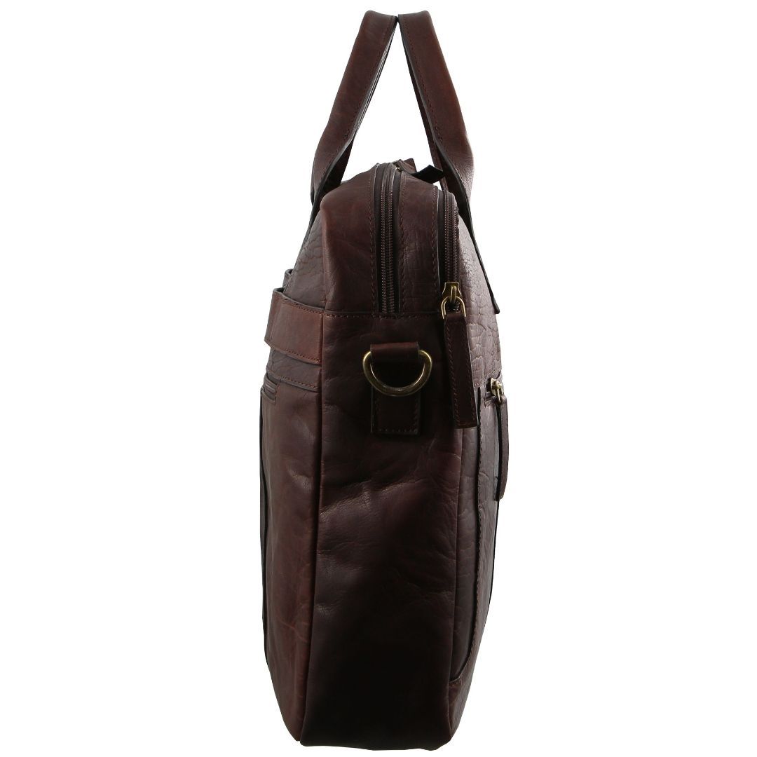 Pierre Cardin Rustic Leather Computer Bag Brown | ATYEP4203