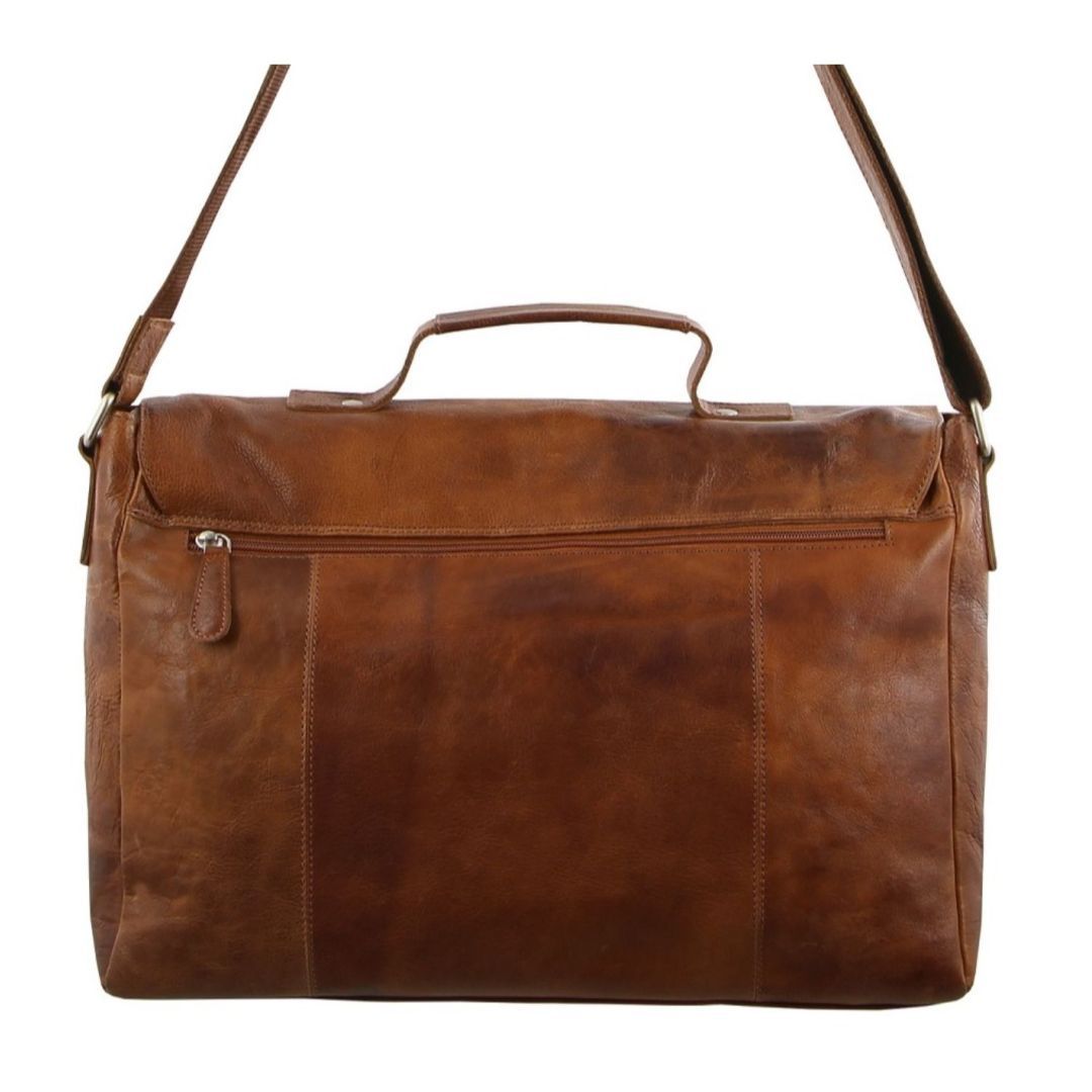 Pierre Cardin Rustic Leather Computer Bag Brown | ARQJN9815