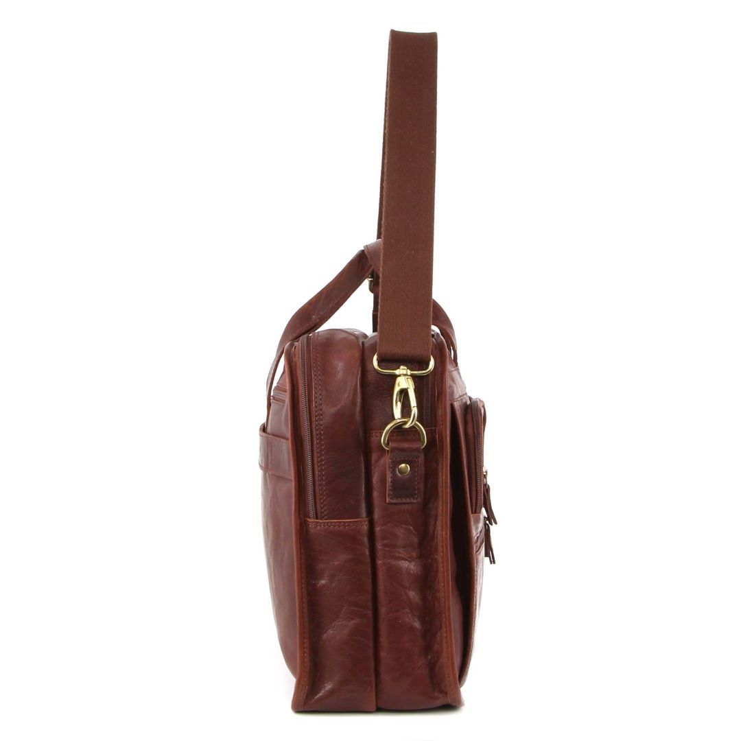 Pierre Cardin Rustic Leather Computer Bag Brown | ZTVOE5134