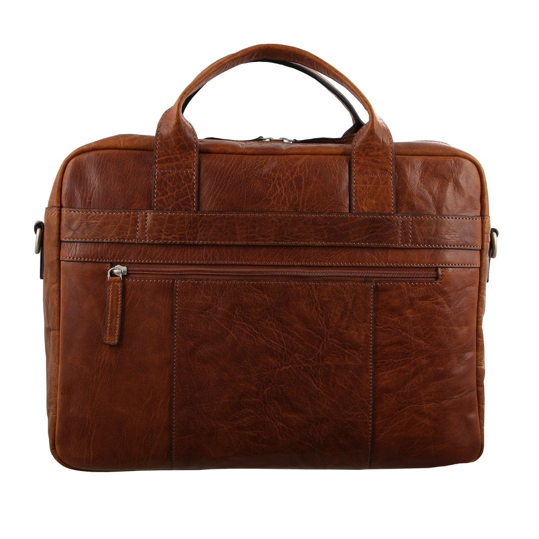 Pierre Cardin Rustic Leather Computer Business Bag Brown | HTOIU5836