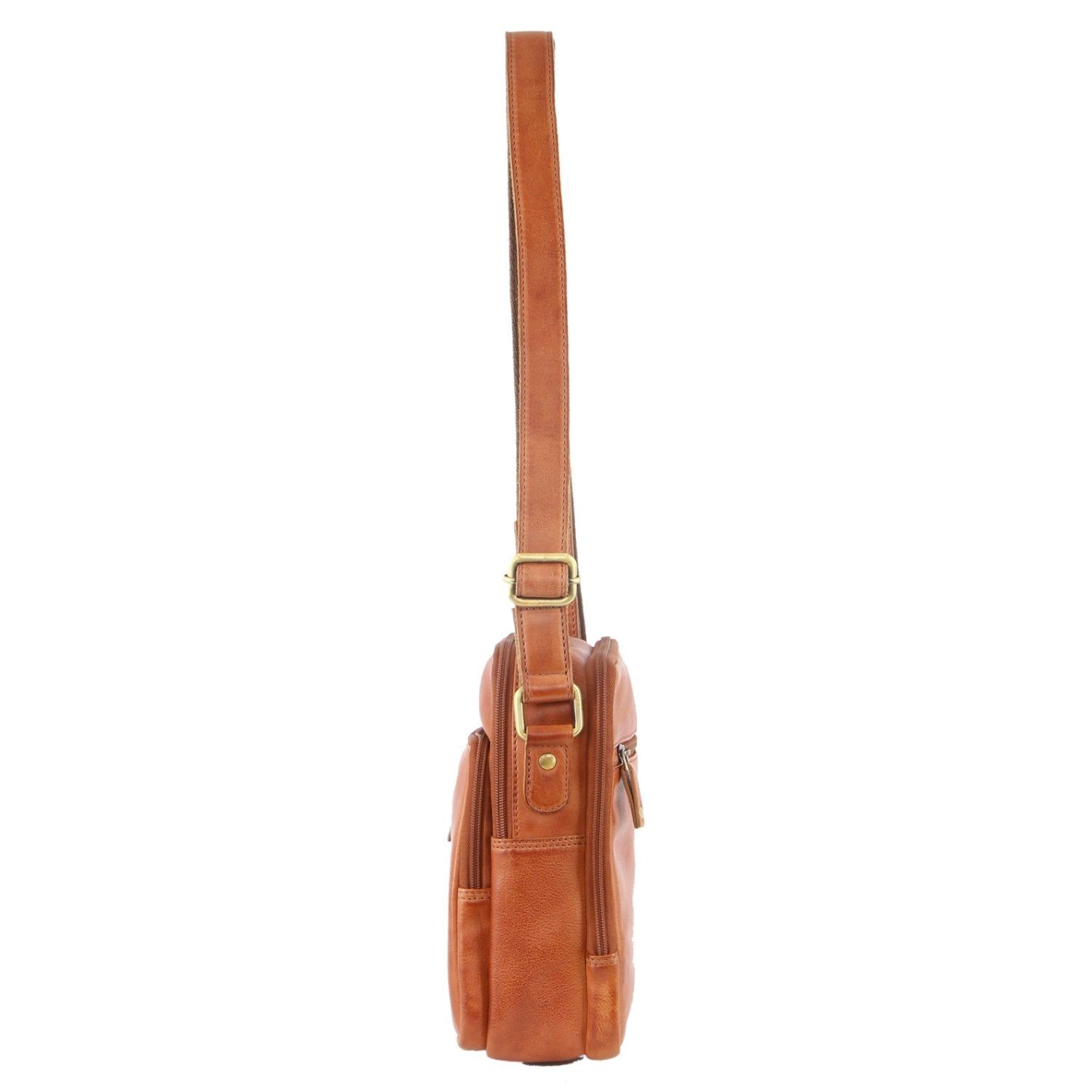 Pierre Cardin Rustic Leather Cross-Body Bag Brown | WKEBP9402