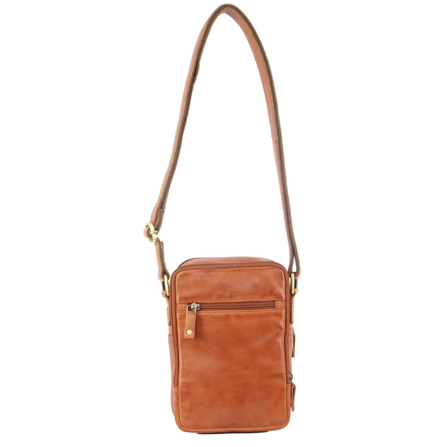 Pierre Cardin Rustic Leather Cross-Body Bag Brown | WKEBP9402