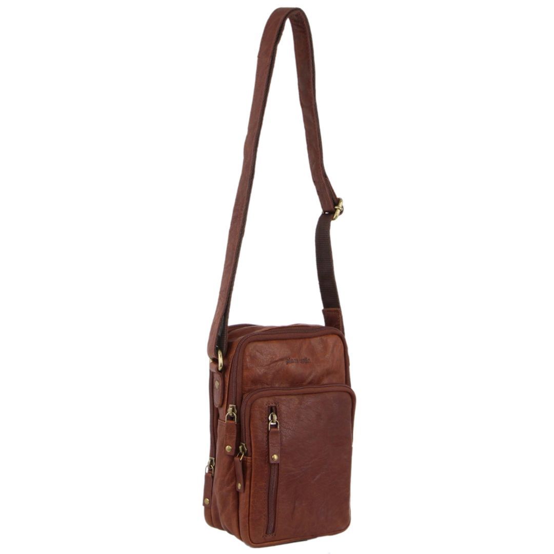 Pierre Cardin Rustic Leather Cross-Body Bag Brown | VUDRP2371