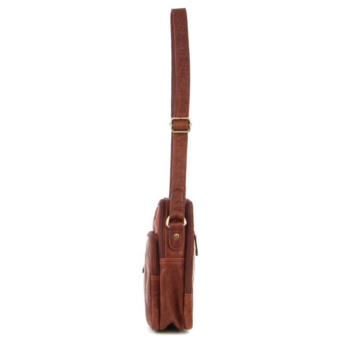 Pierre Cardin Rustic Leather Cross-Body Bag Brown | VUDRP2371