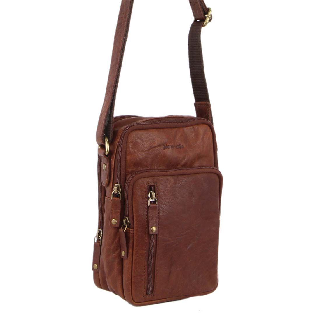 Pierre Cardin Rustic Leather Cross-Body Bag Brown | VUDRP2371