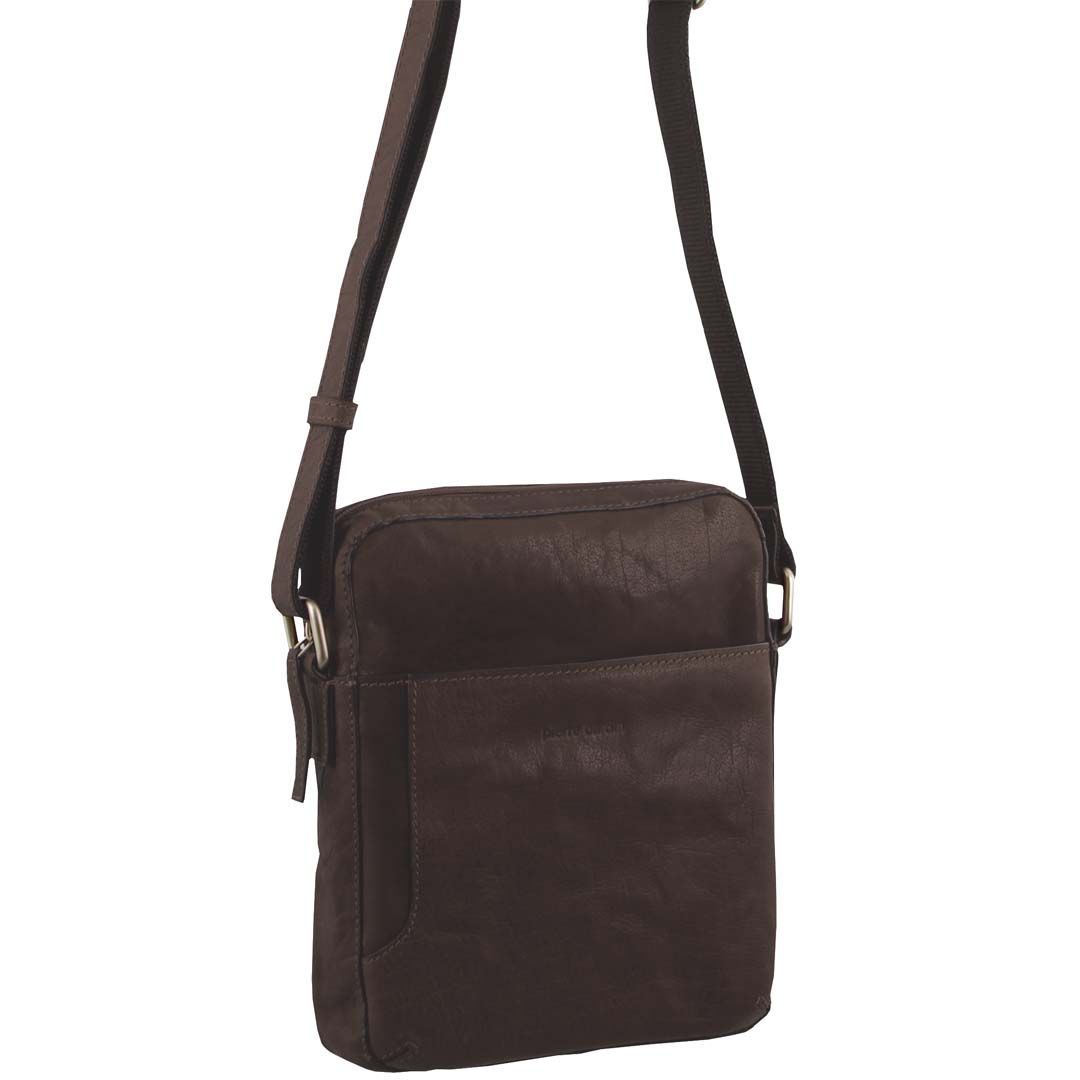 Pierre Cardin Rustic Leather Cross Body Tablet Bag Brown | VENSA7360