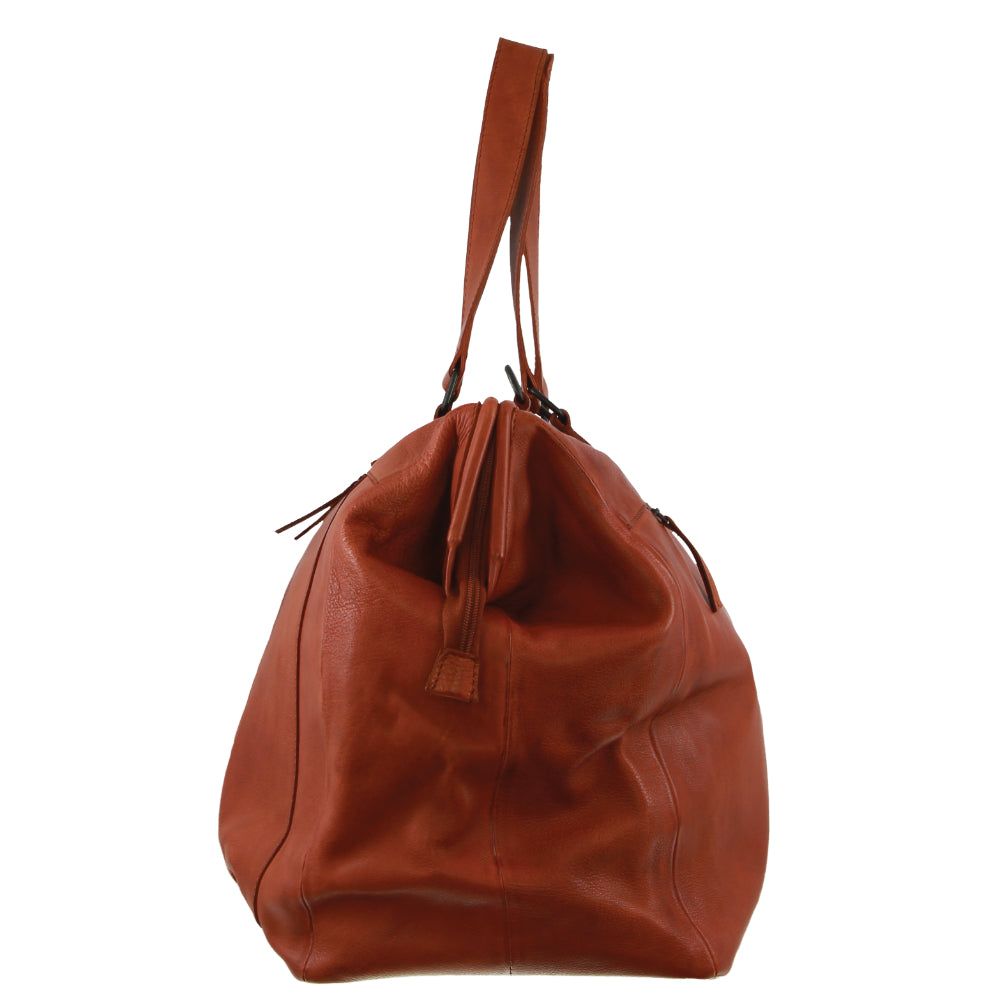 Pierre Cardin Rustic Leather Overnight Bag Brown | REJUT5362