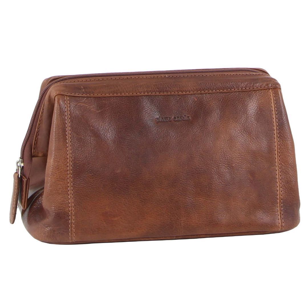 Pierre Cardin Rustic Leather Toiletry Bag Brown | SHRXI1957