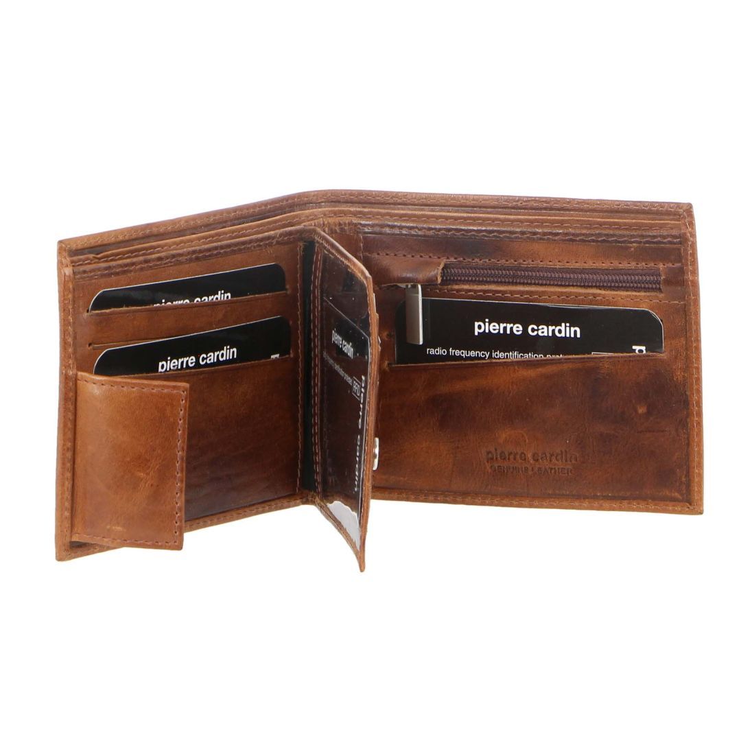 Pierre Cardin Rustic Leather Tri-Fold Wallet Brown | WAEKB2650